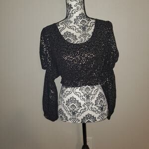 𝅺Lèrumi one size xs-l Evelyn blouse crop top black and gold